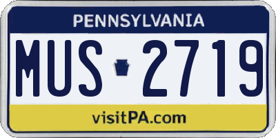 PA license plate MUS2719
