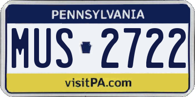 PA license plate MUS2722