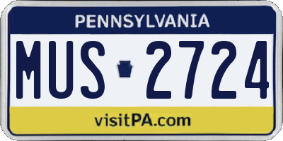 PA license plate MUS2724