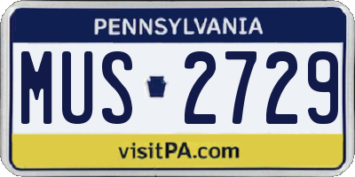 PA license plate MUS2729