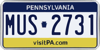 PA license plate MUS2731