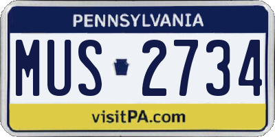 PA license plate MUS2734