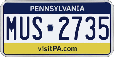 PA license plate MUS2735