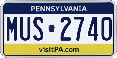 PA license plate MUS2740