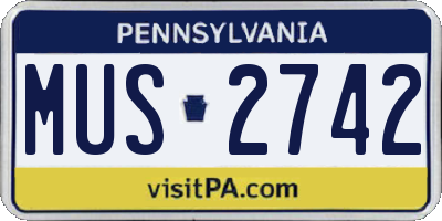 PA license plate MUS2742