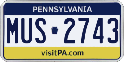PA license plate MUS2743