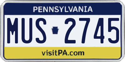PA license plate MUS2745