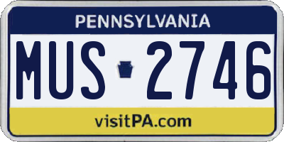 PA license plate MUS2746