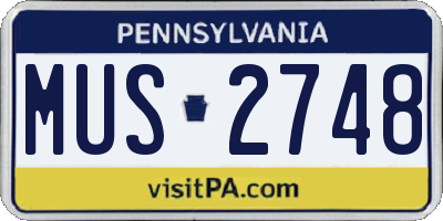 PA license plate MUS2748