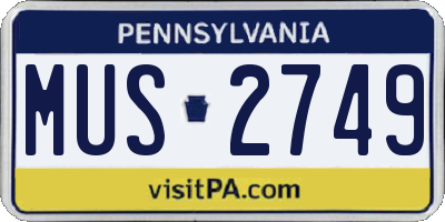 PA license plate MUS2749