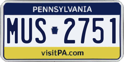 PA license plate MUS2751