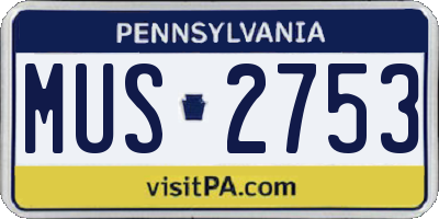 PA license plate MUS2753