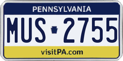 PA license plate MUS2755