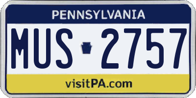PA license plate MUS2757