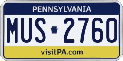 PA license plate MUS2760