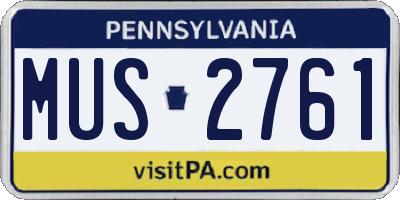 PA license plate MUS2761