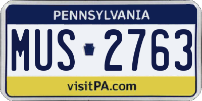 PA license plate MUS2763
