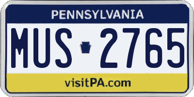 PA license plate MUS2765