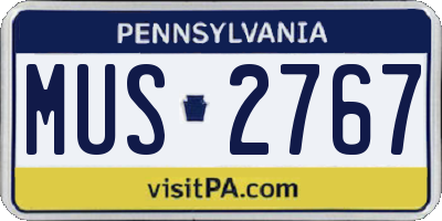 PA license plate MUS2767