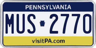 PA license plate MUS2770