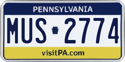 PA license plate MUS2774