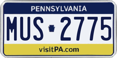 PA license plate MUS2775