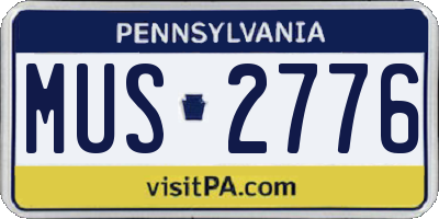 PA license plate MUS2776