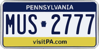 PA license plate MUS2777