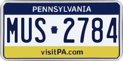 PA license plate MUS2784
