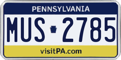 PA license plate MUS2785