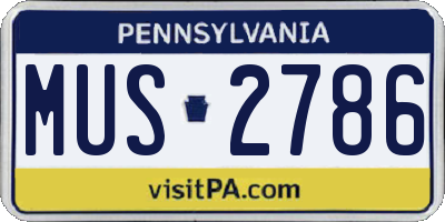 PA license plate MUS2786