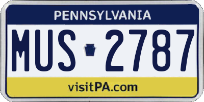 PA license plate MUS2787