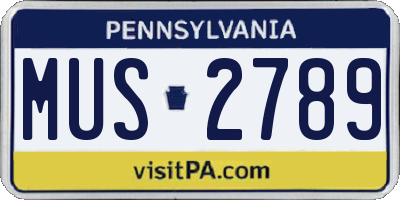 PA license plate MUS2789
