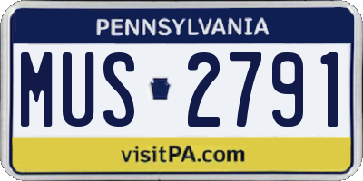 PA license plate MUS2791