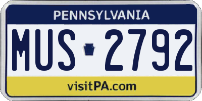 PA license plate MUS2792