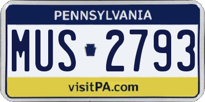 PA license plate MUS2793