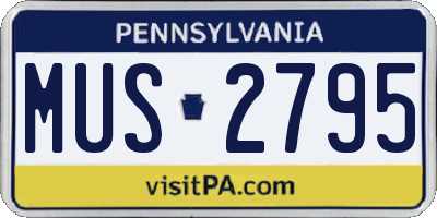 PA license plate MUS2795