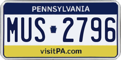 PA license plate MUS2796