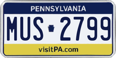 PA license plate MUS2799