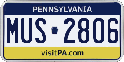 PA license plate MUS2806