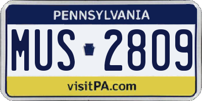 PA license plate MUS2809