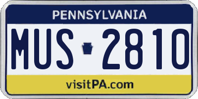 PA license plate MUS2810