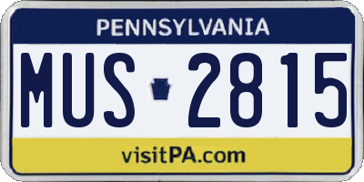PA license plate MUS2815