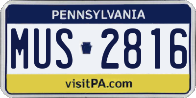 PA license plate MUS2816