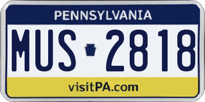 PA license plate MUS2818