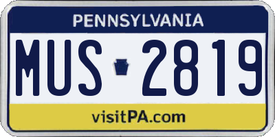 PA license plate MUS2819
