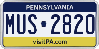 PA license plate MUS2820