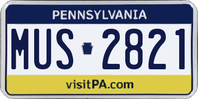 PA license plate MUS2821