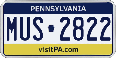 PA license plate MUS2822