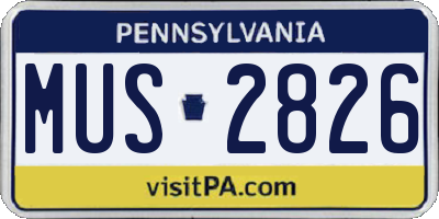 PA license plate MUS2826